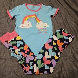 Gymboree Blue Rainbow Cloud Pajama Set with Multicolor Heart Pants